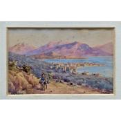 Tableau C. MATHIEU Paysanne sur Ane